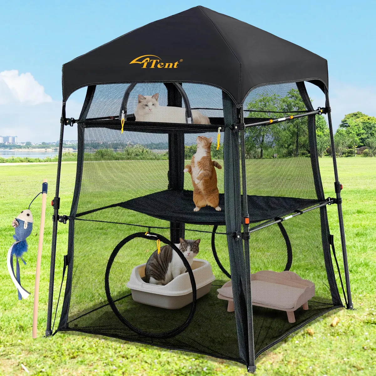 Catio - Tienda de campaña Extragrande para Gatos y Exteriores para Interiores y Exteriores