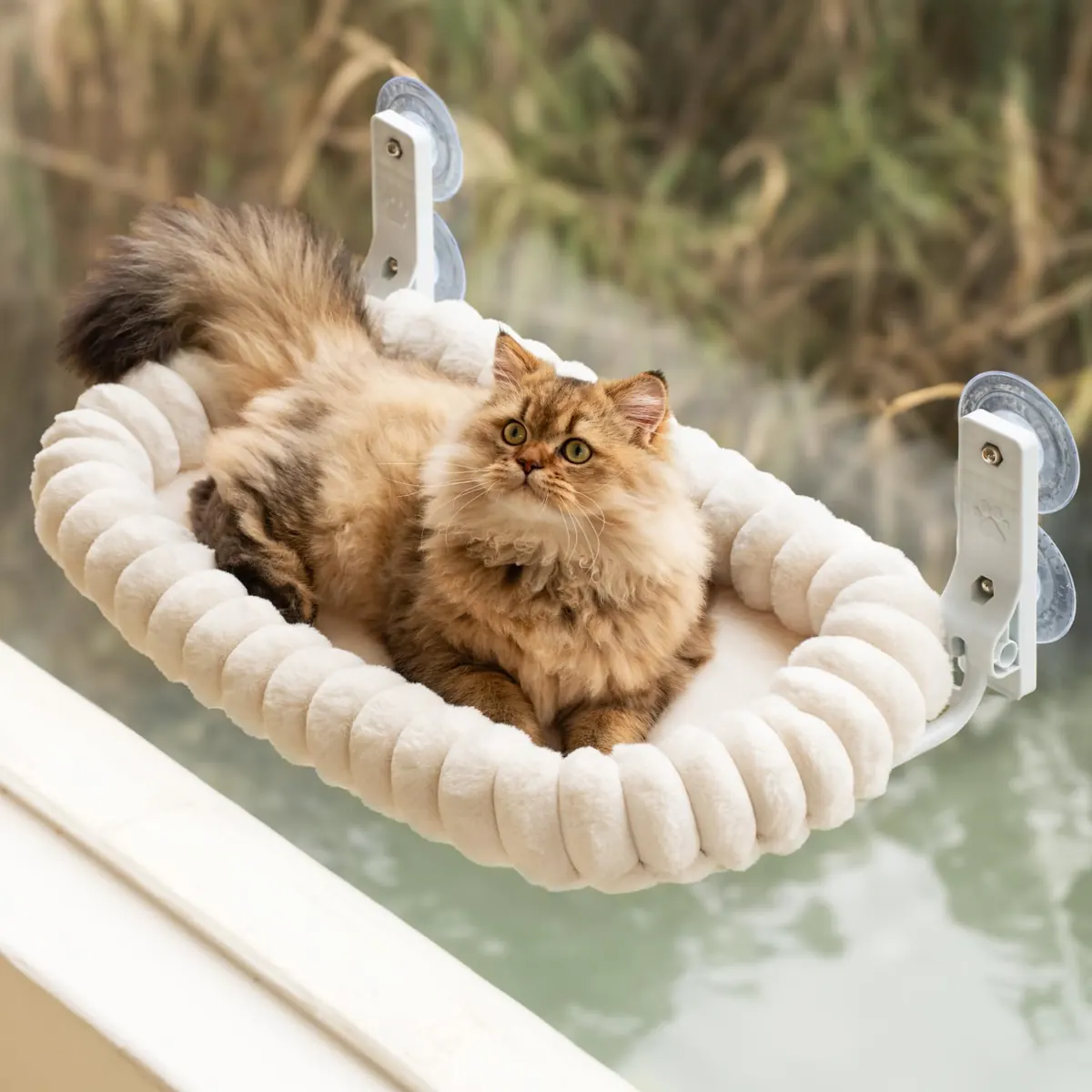 EDAGNY Hamaca de ventana para gatos plegable, funda reversible (hasta 18 kg)
