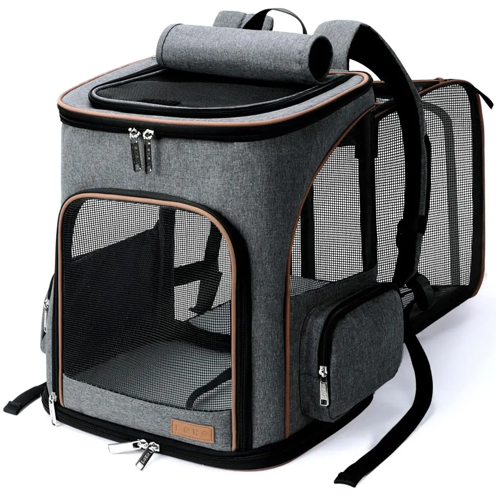 Lekesky Transportin Gato Mochilas para Gatos y Perro Bolsa para Mascotas Expandible Mochil