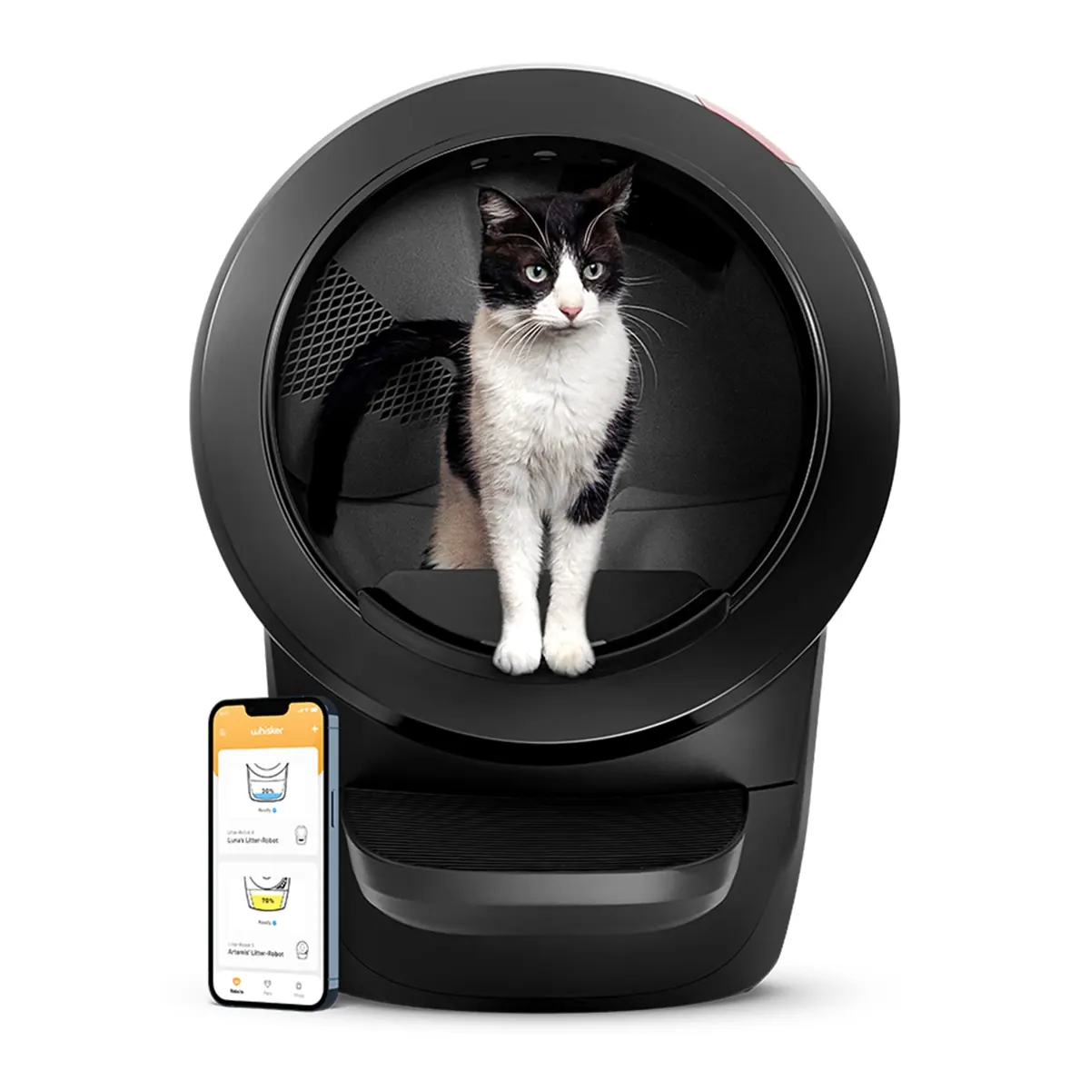 Whisker Litter-Robot 4 con escalón y valla (negro)