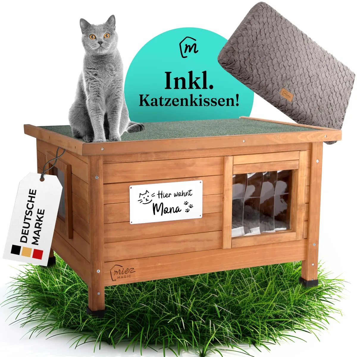 Casa para gatos exterior resistente al invierno aislada