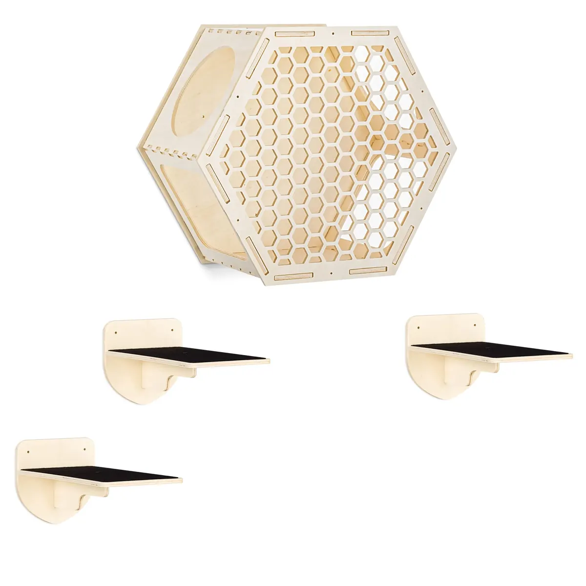 Navaris Pared de Escalada para Gatos - Juego de 3X escalón y 1x balda Hexagonal para Gato