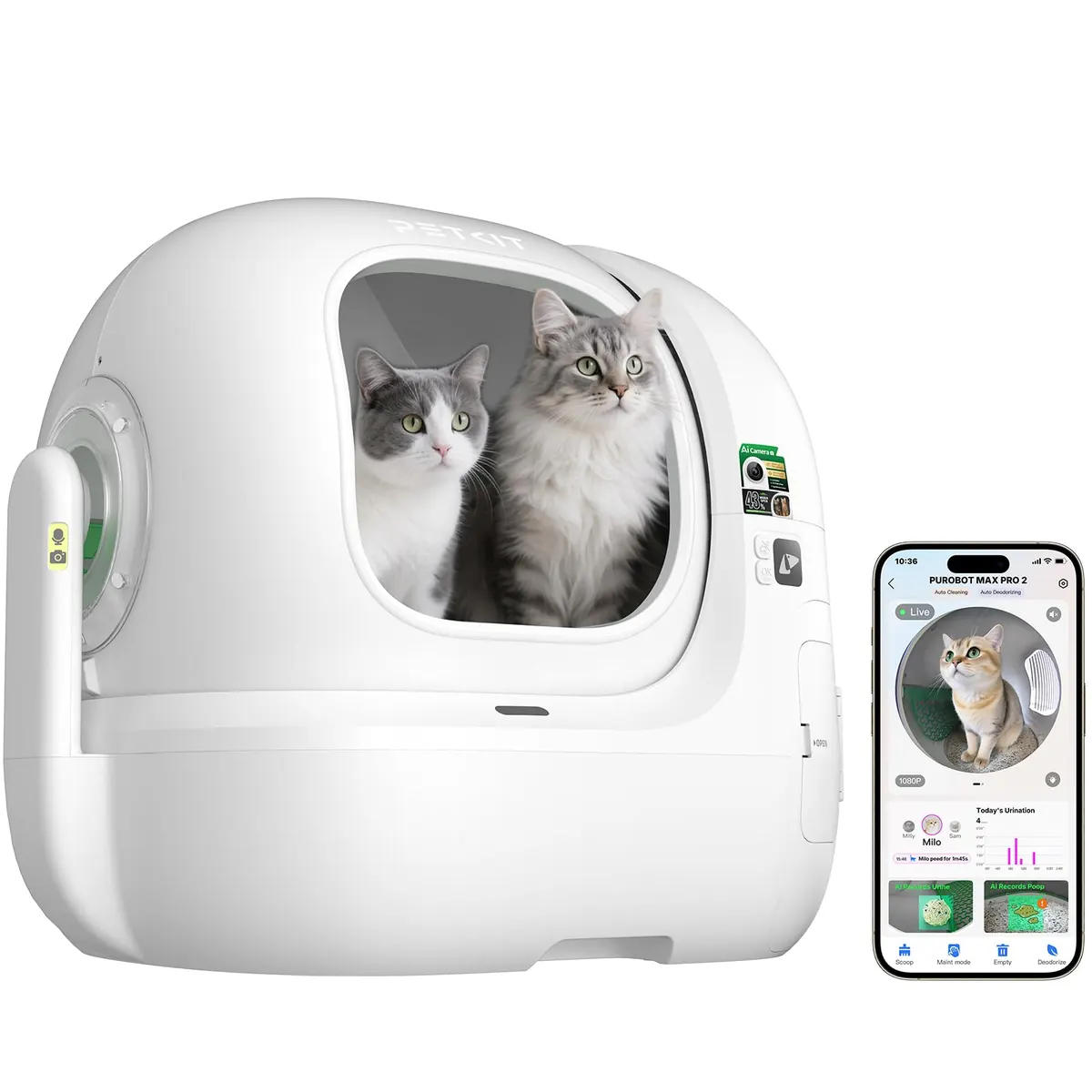 PETKIT PUROBOT MAX Pro 2 Arenero Gatos Autolimpiable