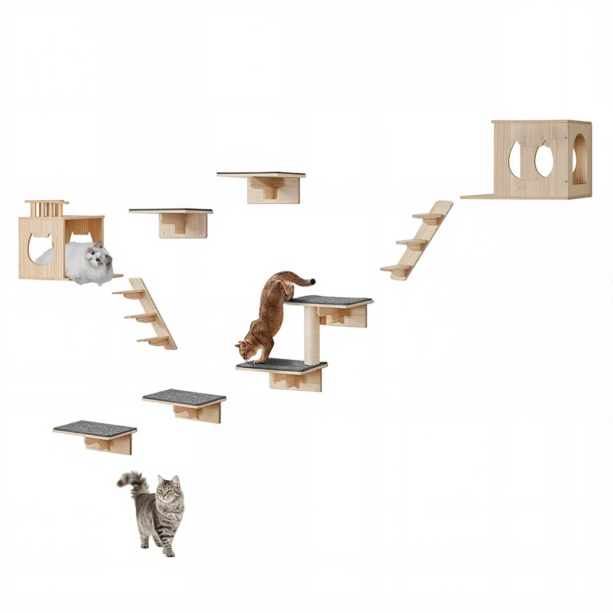 VEVOR 9 PCS Estantes de Pared para Gatos Carga de 18
